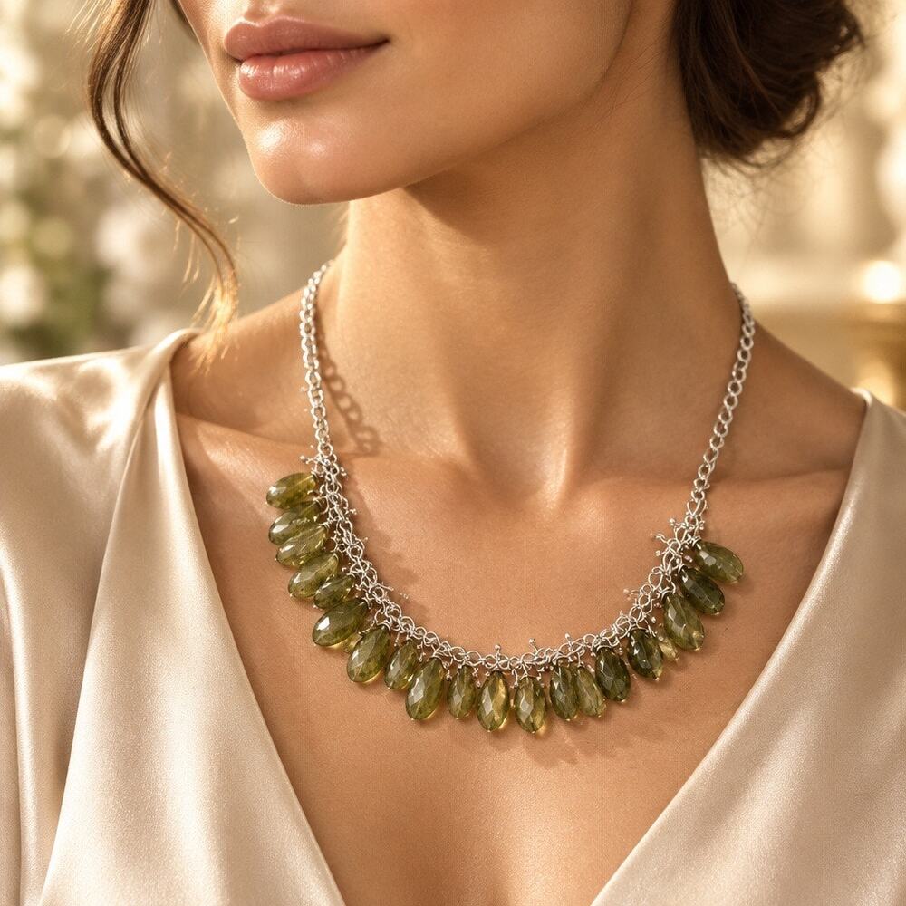Retired Banana Republic Gray Faceted Cluster Statement Collar Necklace